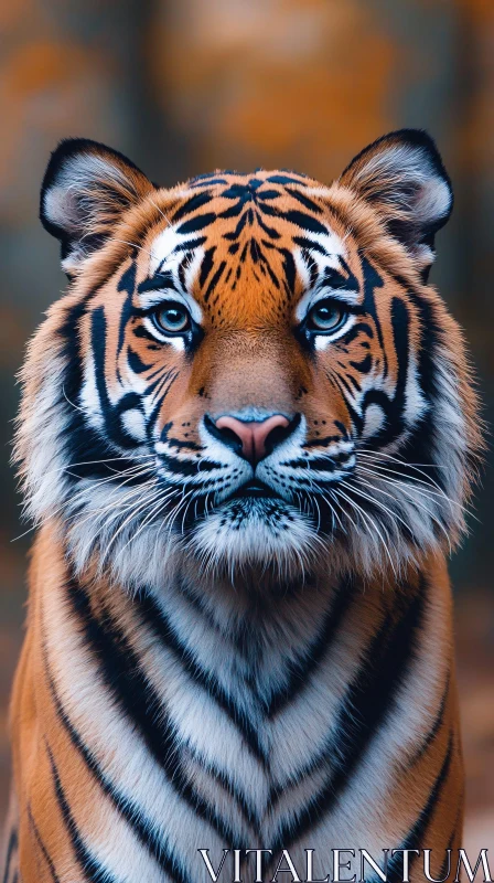 Intense Blue-Eyed Tiger Close-Up AI Image