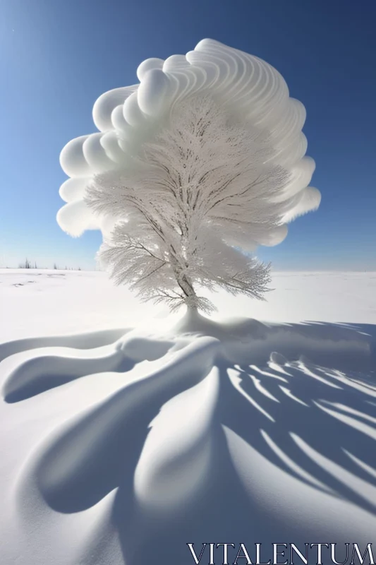 AI ART Tree with Snowy Formations