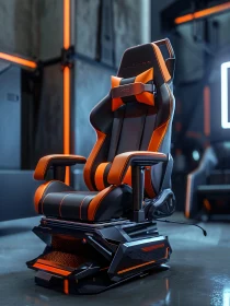 Modern Ergonomic Gaming Seat in Orange and Black