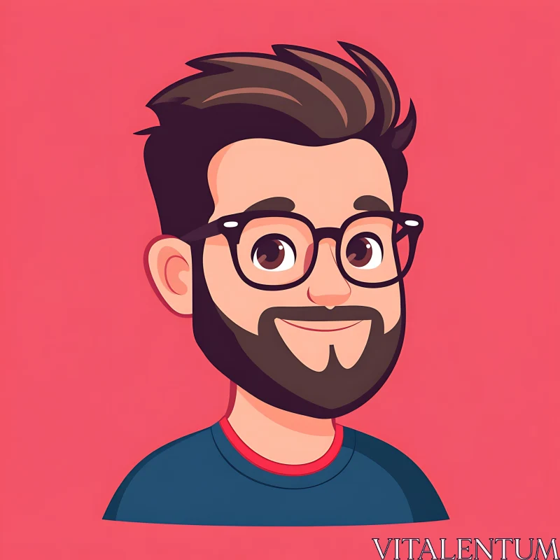 Cheerful Cartoon Character with Glasses and Beard AI Image