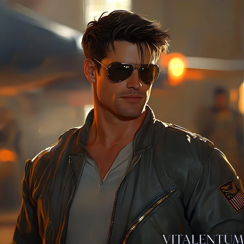 AI ART Stylish Man in Aviator Sunglasses Indoors