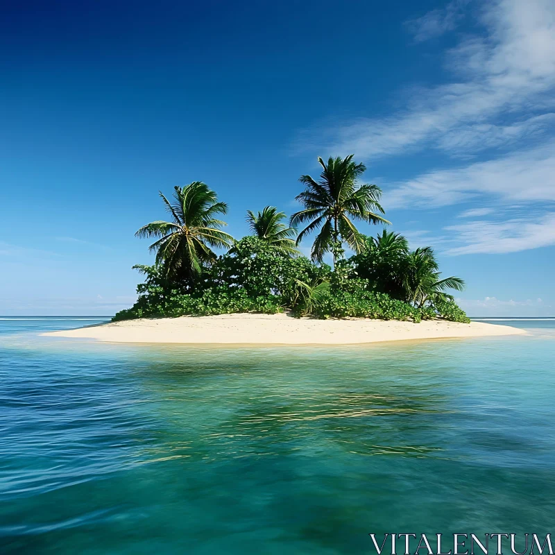 Tranquil Island Oasis with Lush Palm Trees AI Image