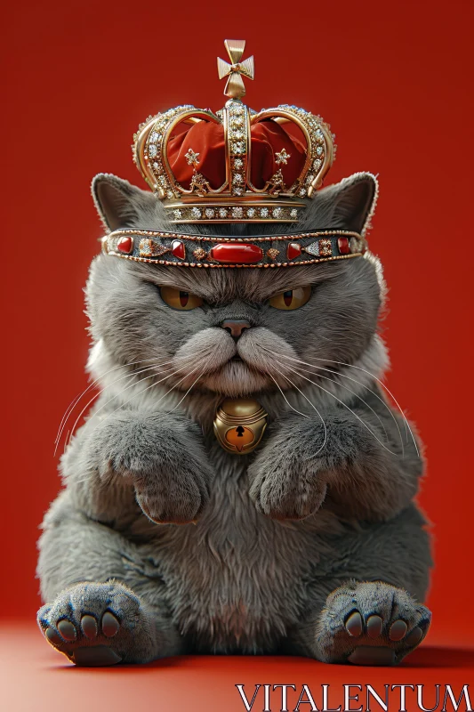 AI ART Royal Feline Portrait with Jewel-Encrusted Crown