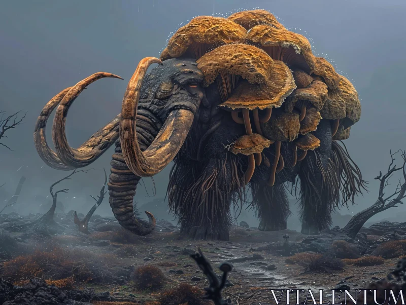 Fantasy Creature in Misty Landscape AI Image