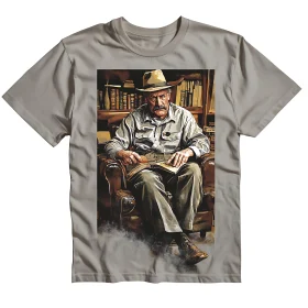 Man Reading in a Library T-Shirt Design