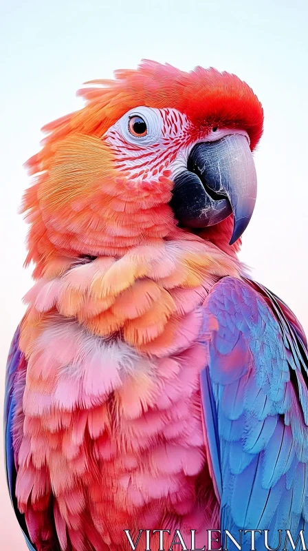 AI ART Colorful Parrot Close-Up with Exquisite Feathers