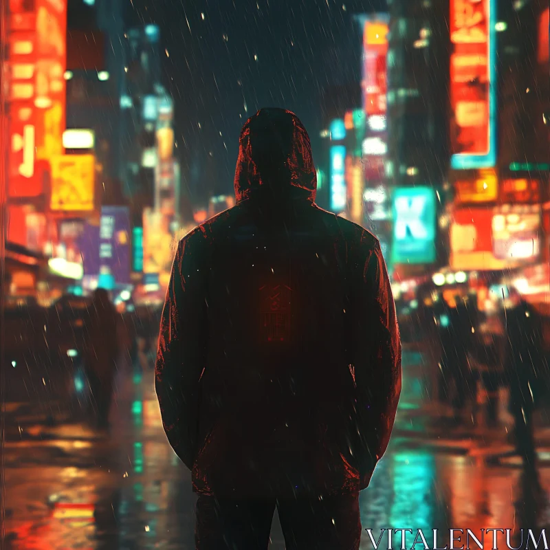 Urban Night Rain AI Image