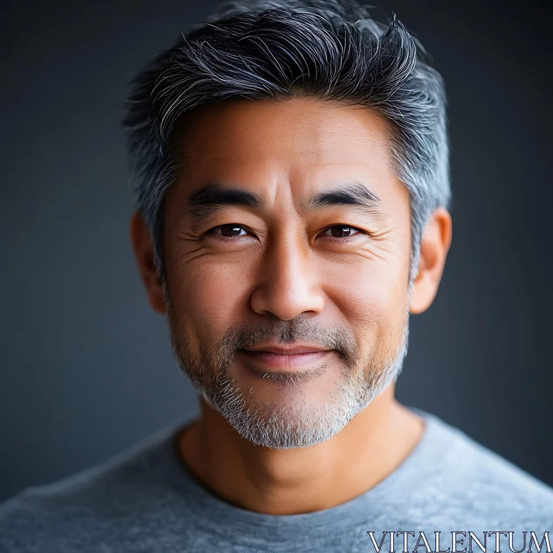 Smiling Man with Grey Hair and Beard AI Image