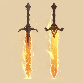 Flame-Wreathed Swords in Artful Composition