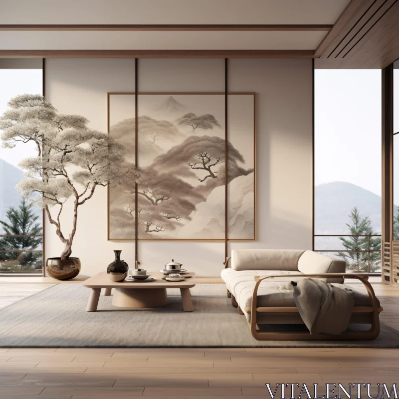 AI ART Serene Japanese Living Room