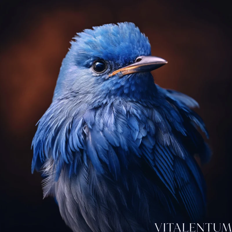 Blue Bird Close-Up with Detailed Feathers AI Image