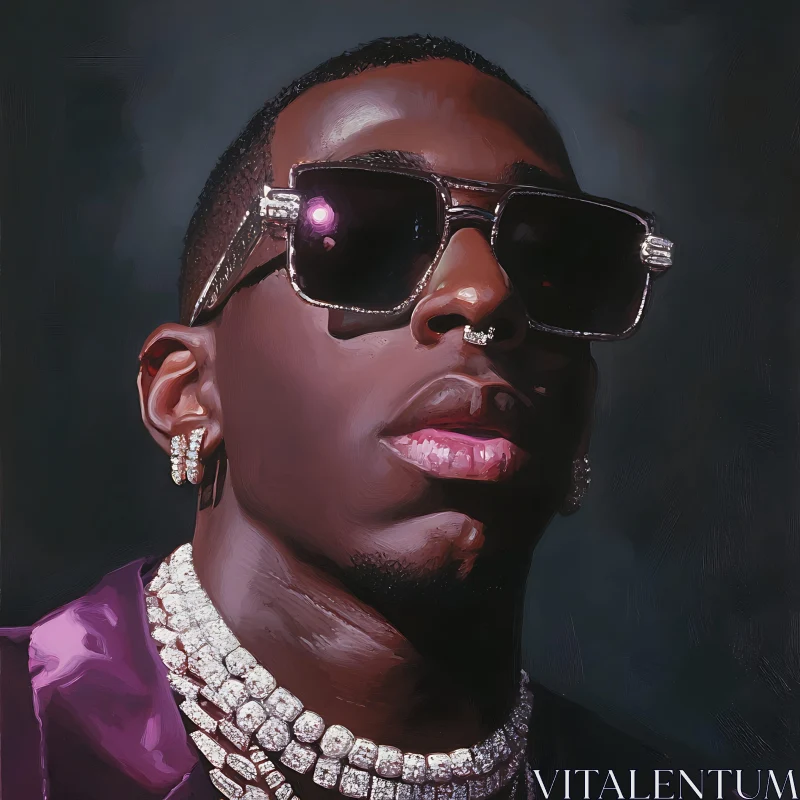 Fashionable Man with Sunglasses and Bling AI Image