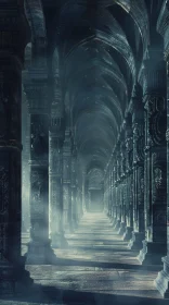 Enigmatic Ancient Hallway with Gothic Architecture