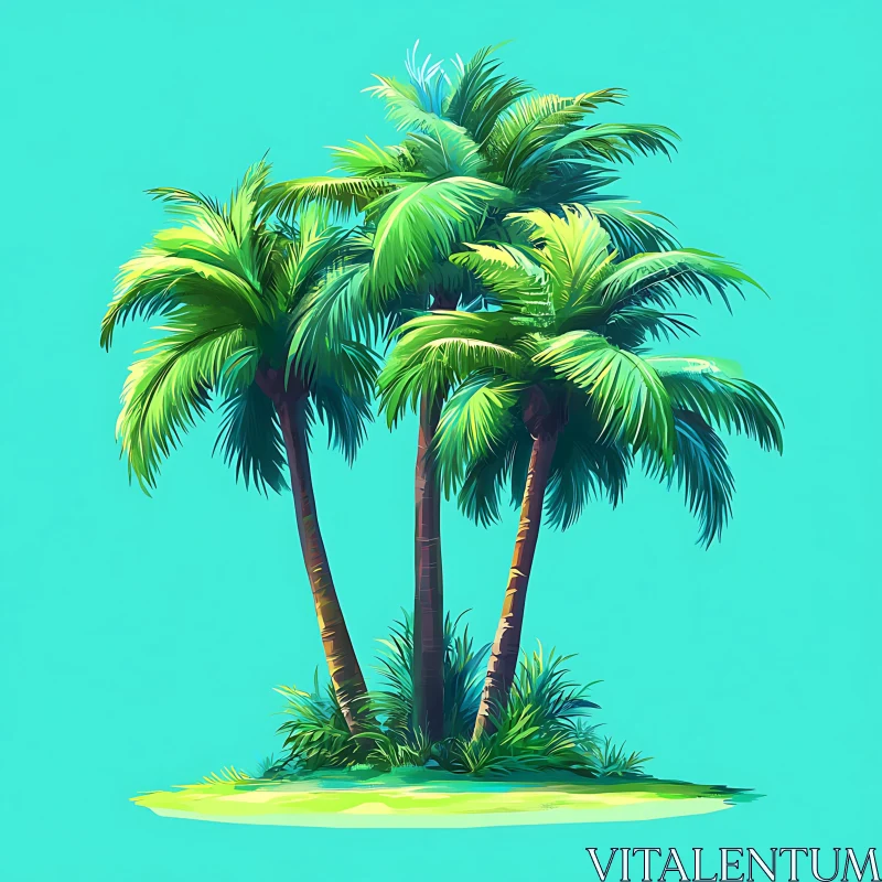 Palm Trees on Paradise Island AI Image