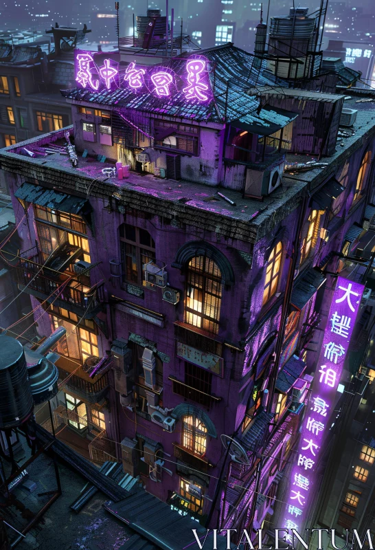 AI ART Urban Rooftop Night Scene