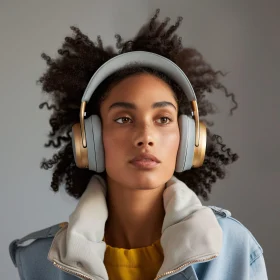 Elegant Woman with Modern Headphones