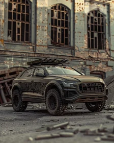 Off-Road Vehicle in Abandoned Factory Setting