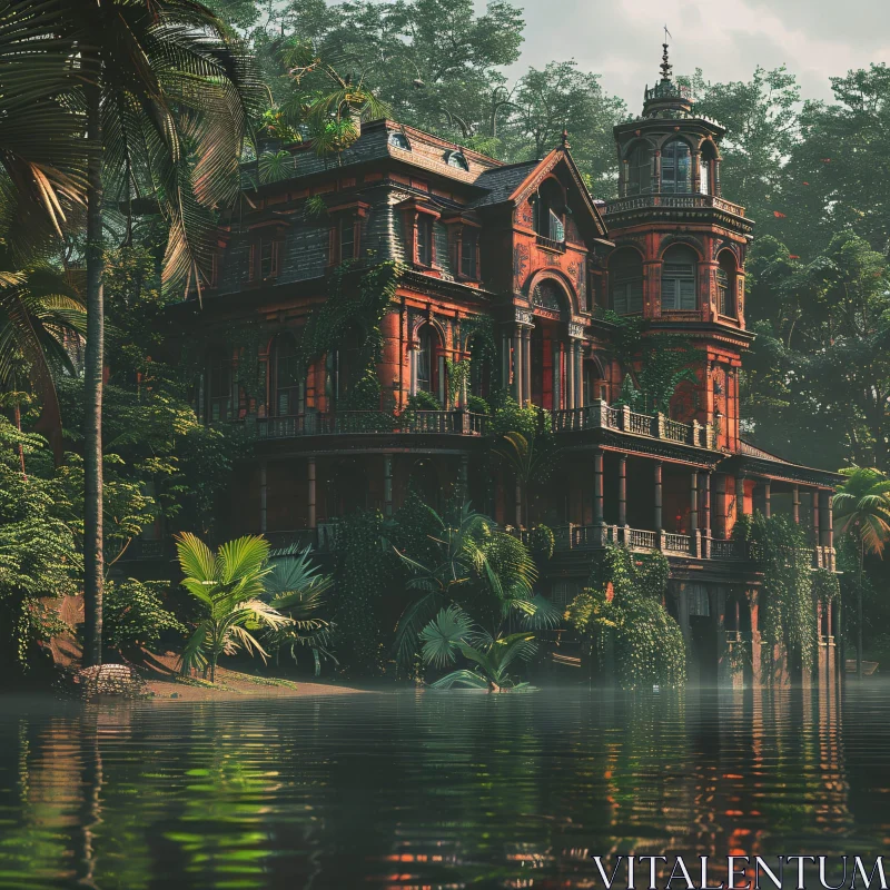 AI ART Enigmatic Jungle Mansion