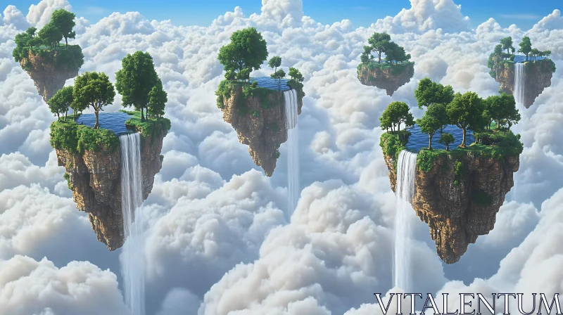 Ethereal Floating Islands Above the Clouds AI Image