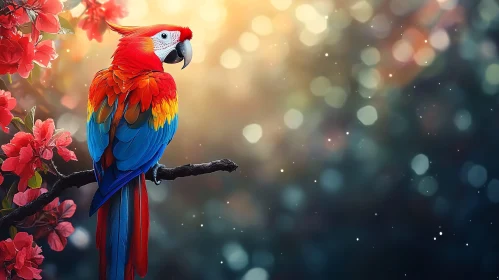 Colorful Parrot on Branch