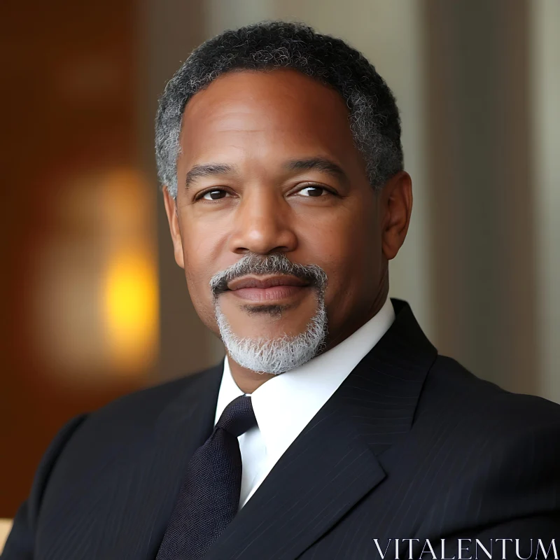 Professional Portrait of Confident Man with Salt-and-Pepper Hair AI Image