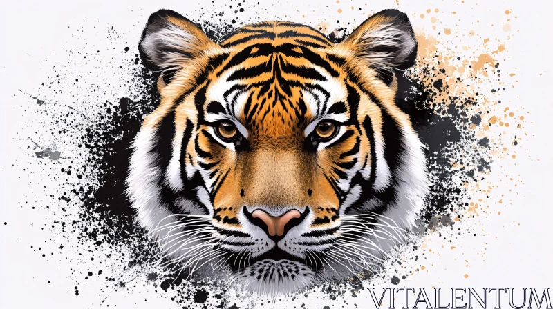 Tiger Face Art with Paint Splatter Effect AI Image