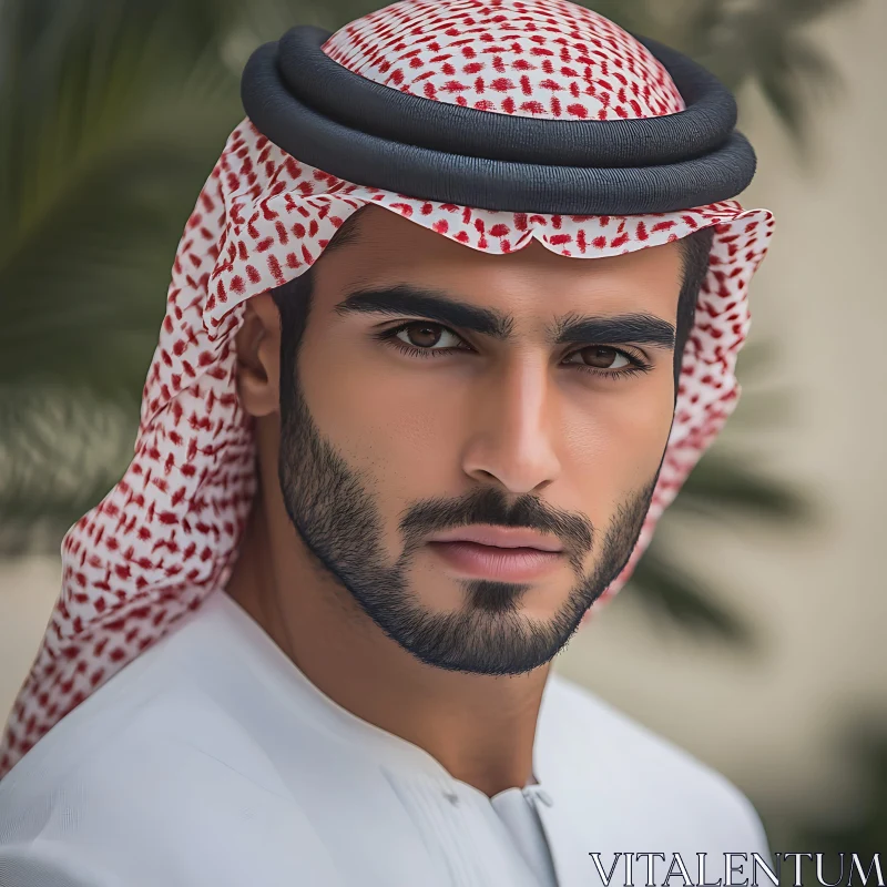 Portrait of Man in Traditional Middle Eastern Clothing AI Image