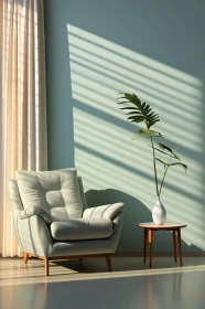 Modern Interior Design with Sunlit Armchair and Plant