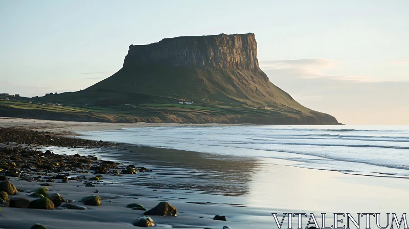 Towering Cliff by Tranquil Ocean AI Image