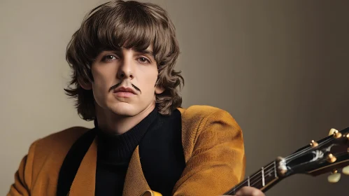 Vintage Musician Portrait with Guitar