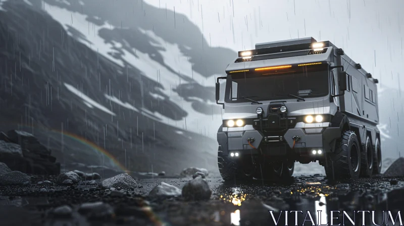 Rainy Day Adventure Vehicle AI Image