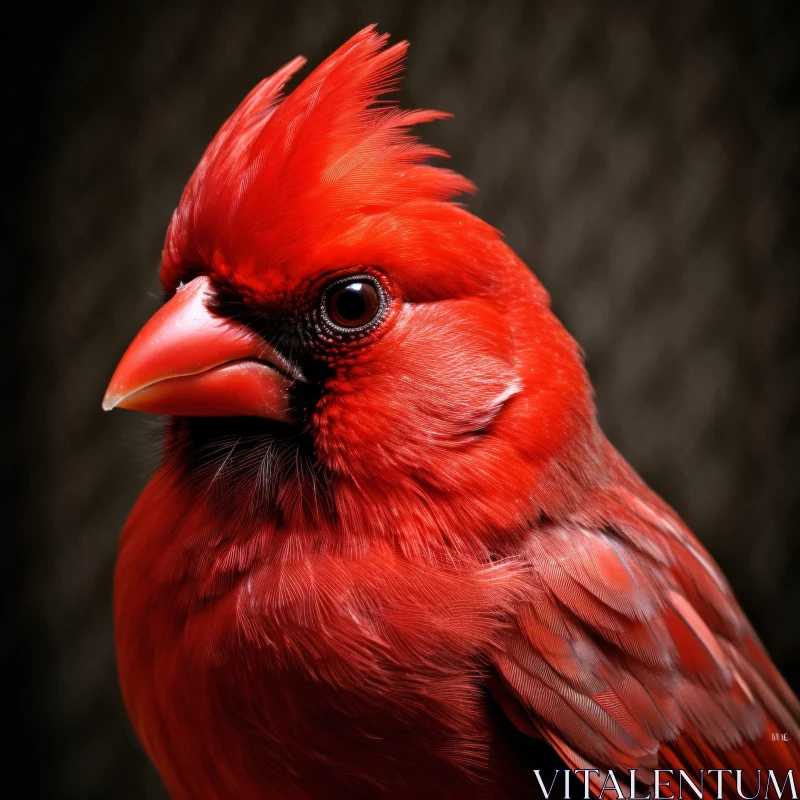 AI ART Close-Up of a Vivid Red Cardinal