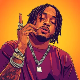 Colorful Pop Art Man with Dreadlocks and Accessories