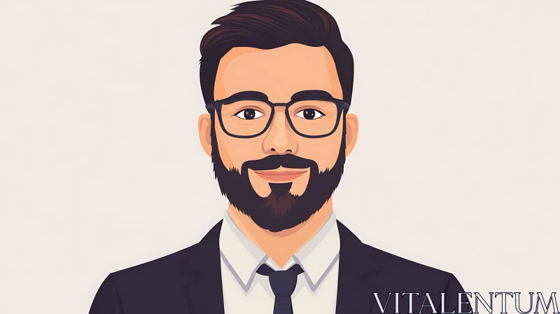 Professional Man in Suit Illustrated Portrait