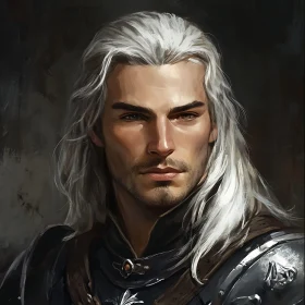 Silver-Haired Nobleman in Armor Portrait