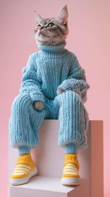 Fashionable Feline in Knitwear