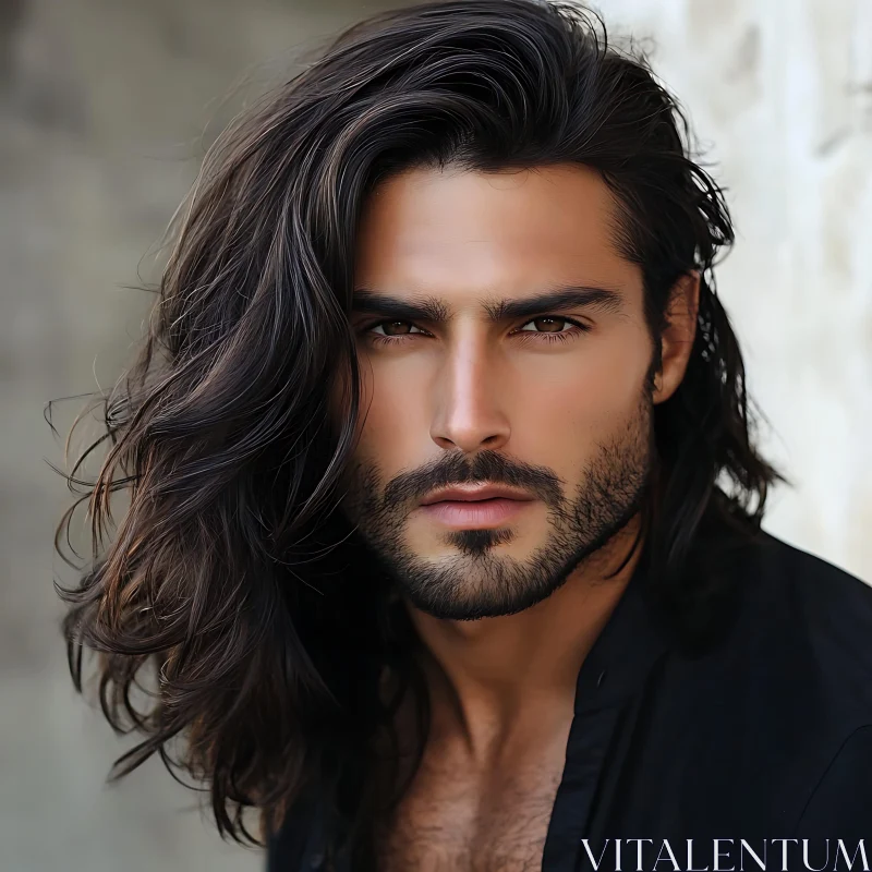 Striking Man Portrait with Intense Gaze
