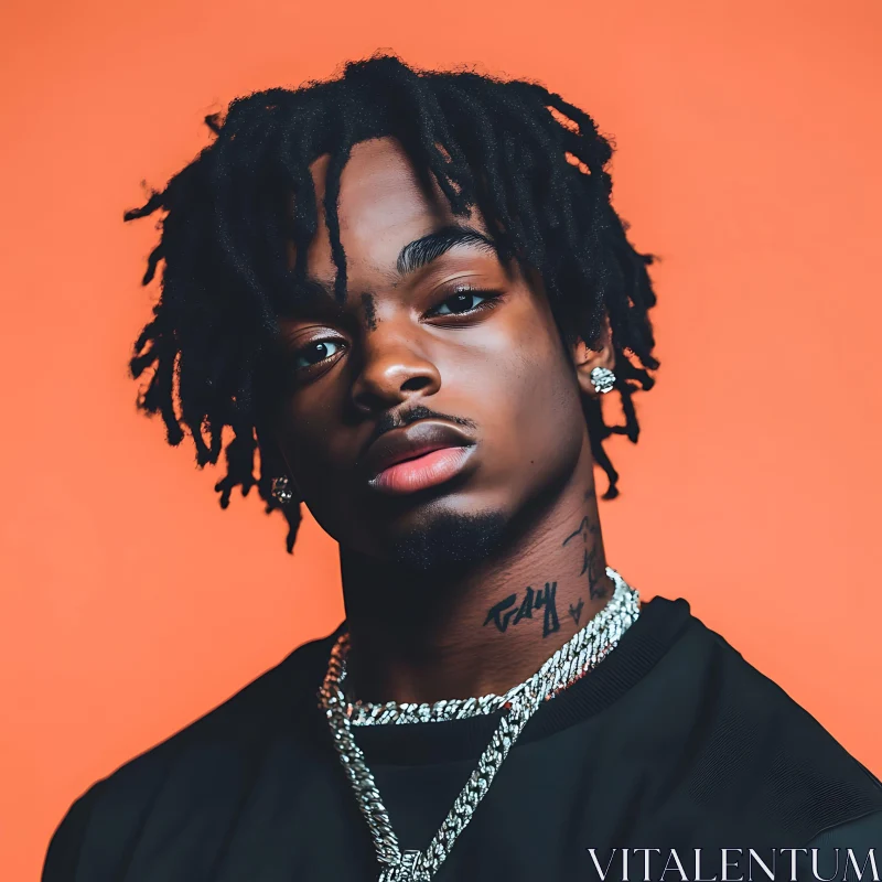 Young Man with Dreadlocks, Tattoos, and Silver Jewelry