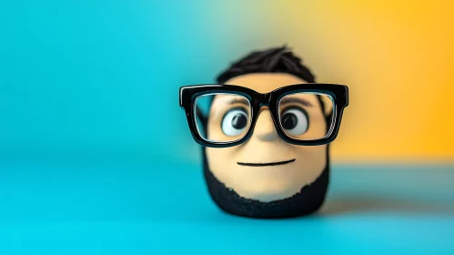 Animated Character with Glasses in Colorful Background