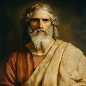 Elderly Man with White Beard in Red Robe
