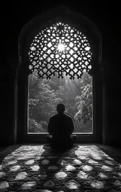 Serene Meditation by Patterned Window