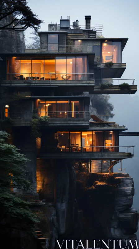 AI ART Contemporary Architecture on a Cliff