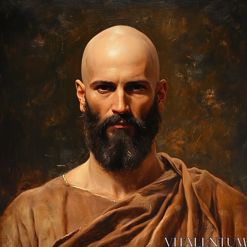 Bald Man with Beard Oil Portrait AI Image