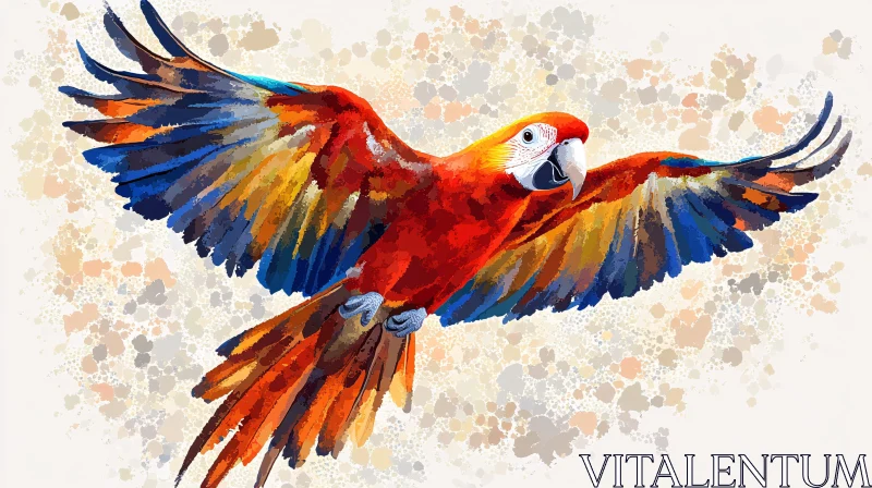 AI ART Colorful Flying Parrot Illustration