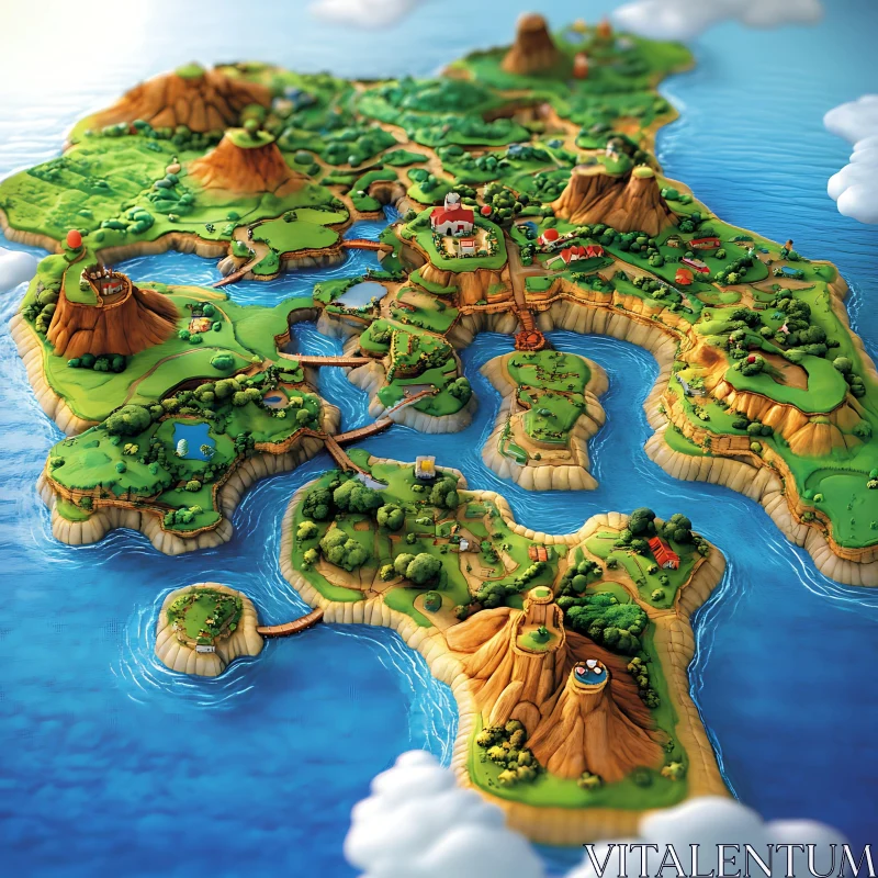 Mystical Island Adventure Map AI Image