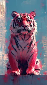 Vivid Tiger in Urban Setting Painting