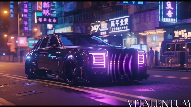 Opulent Vehicle Amidst City Lights AI Image