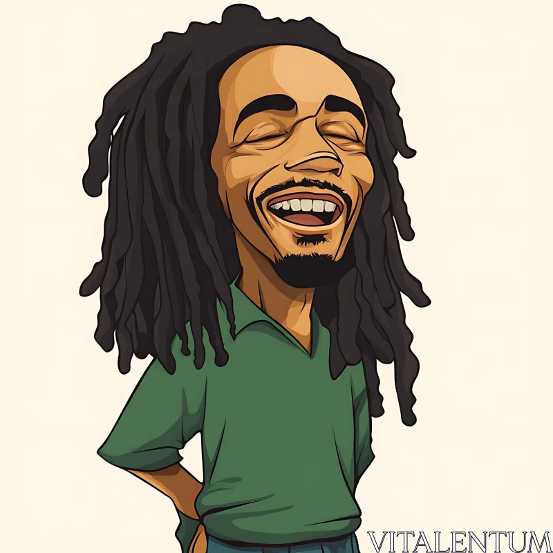 Happy Cartoon Character with Dreadlocks AI Image