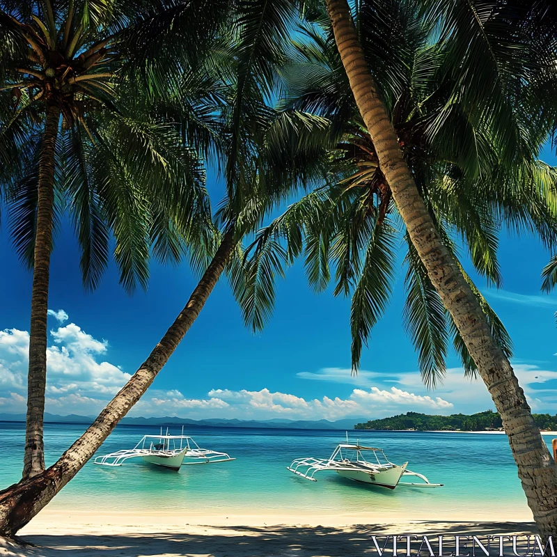 Idyllic Tropical Beach Scene AI Image