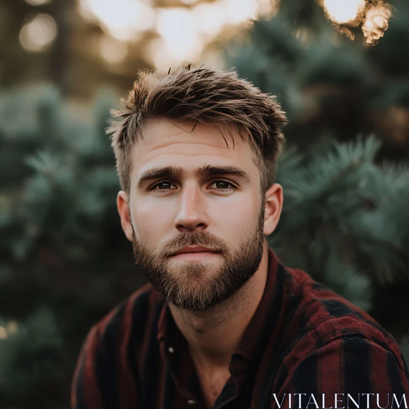 Man with Beard in Nature AI Image